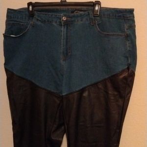 Faux leather leg skinny jeans